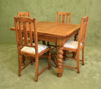 Vintage Oak Draw-Leaf Table & 6 Chairs