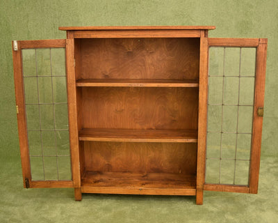 Restored Oak Leaded Glazed Bookcase