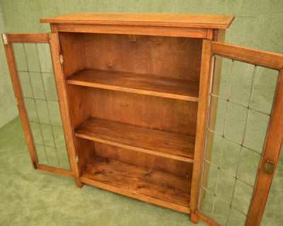 Restored Oak Leaded Glazed Bookcase