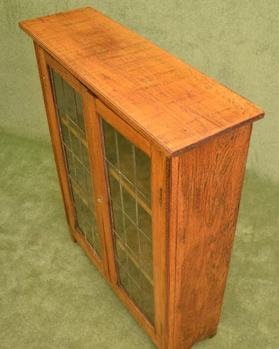 Restored Oak Leaded Glazed Bookcase