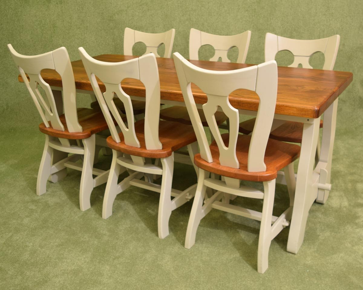 Chic Painted Dutch Oak Table & 6 Chairs