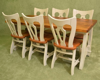 Chic Painted Dutch Oak Table & 6 Chairs