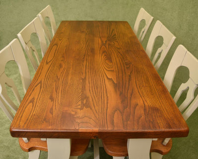 Chic Painted Dutch Oak Table & 6 Chairs