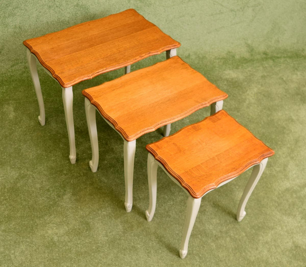 French Painted Nest of 3 Tables