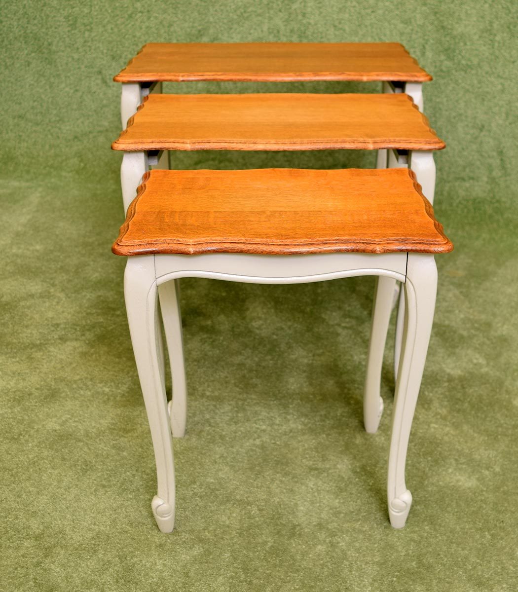 French Painted Nest of 3 Tables