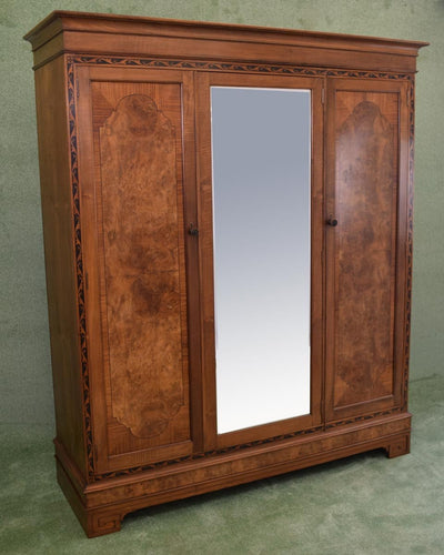 Edwardian Mahogany & Burr Walnut Wardrobe