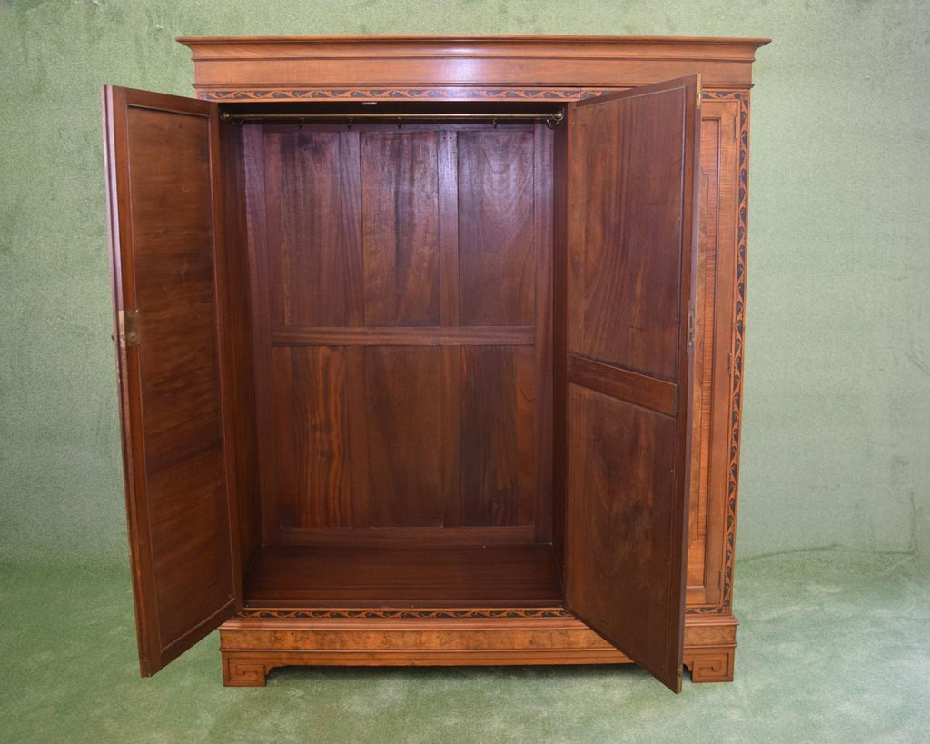Edwardian Mahogany & Burr Walnut Wardrobe
