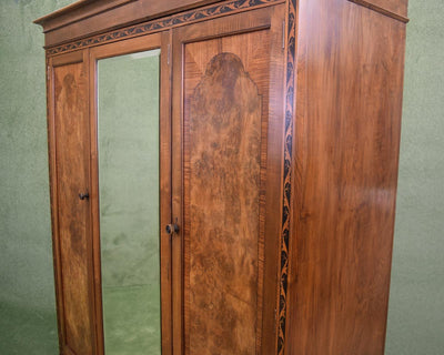 Edwardian Mahogany & Burr Walnut Wardrobe