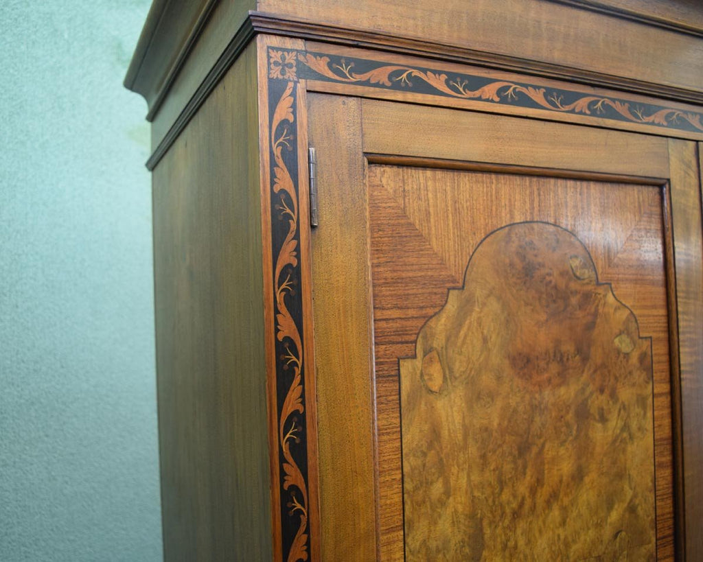 Edwardian Mahogany & Burr Walnut Wardrobe