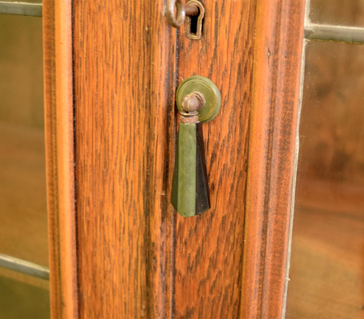Restored Stained Glass Doored Oak Bookcase