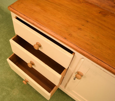 Rustic Painted Antique Pine Sideboard