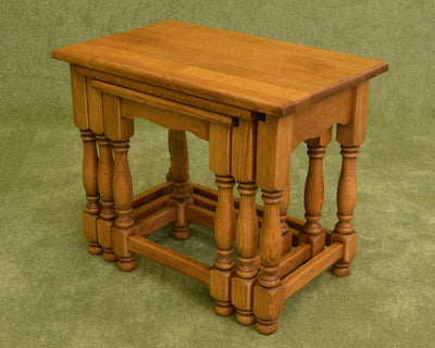 Restored Oak Nest of 3 Tables