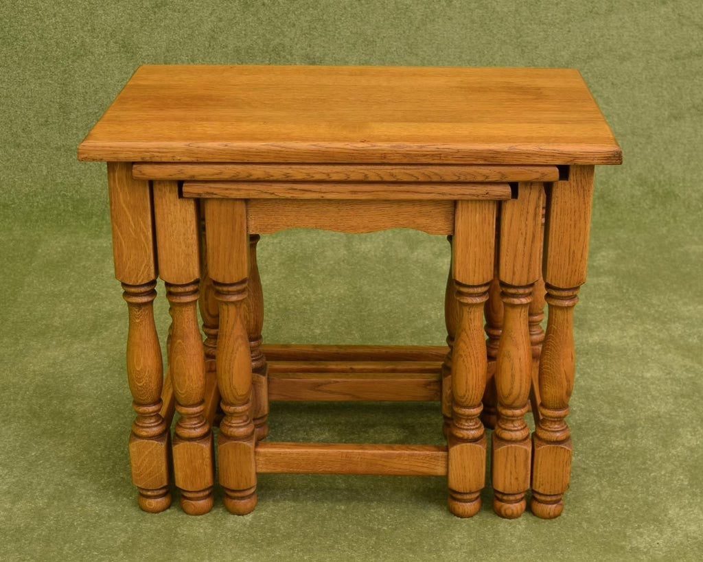 Restored Oak Nest of 3 Tables