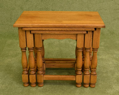 Restored Oak Nest of 3 Tables