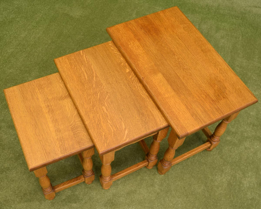 Restored Oak Nest of 3 Tables